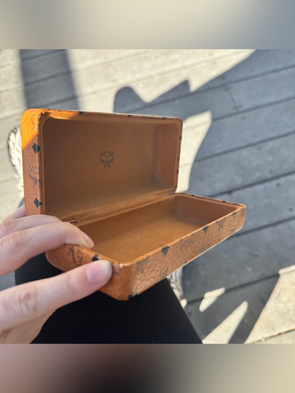 MCM Cognac Visetos Logo Leather Sunglasses Case - Picture 10 of 11